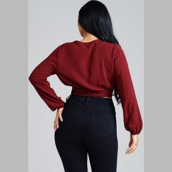 Sexy royal red wrap top - Picture 4 of 4
